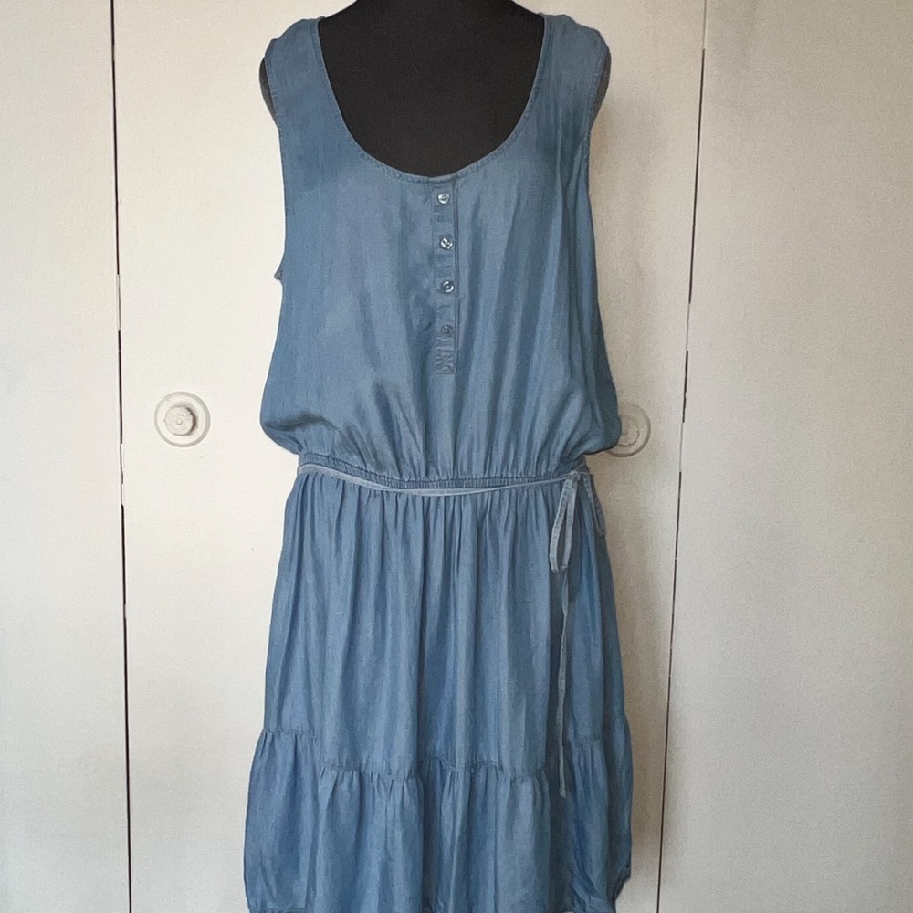 a.n.a Blue Sleeveless Scoop Neck Sundress Size L